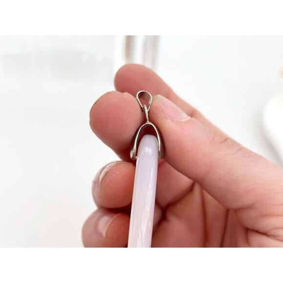 Apricot Polished Banded Agate Crystal Free-Form Sterling Silver Vintage Pendant - Picture 11 of 12